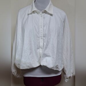 Banana Republic Webbed Sleeve XL Linen Blend Cropped Top